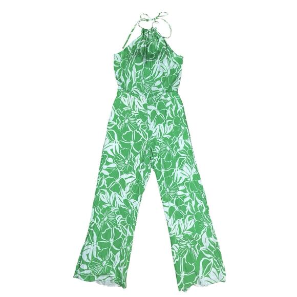 Faithfull the Brand Manora Halter Jumpsuit El Marsa Floral Green Size Medium NEW - Picture 5 of 11